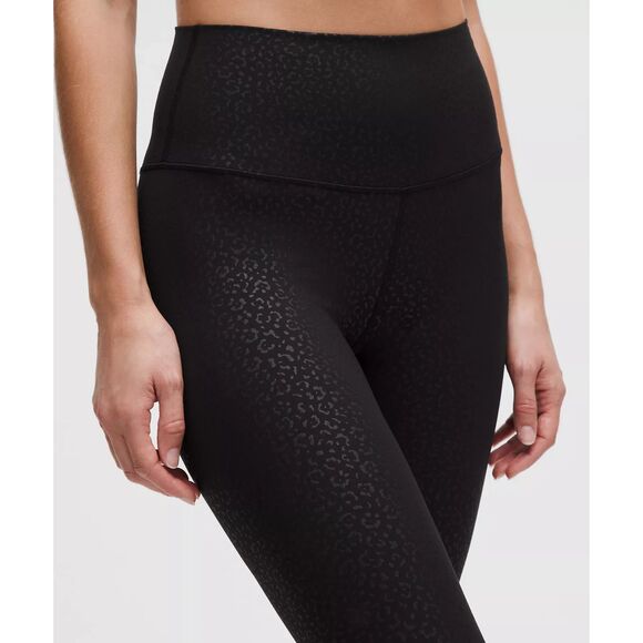 Lululemon Align High-Rise Pant 25" Size 6 Leopard Daisy Emboss Black Authentic - Picture 2 of 7